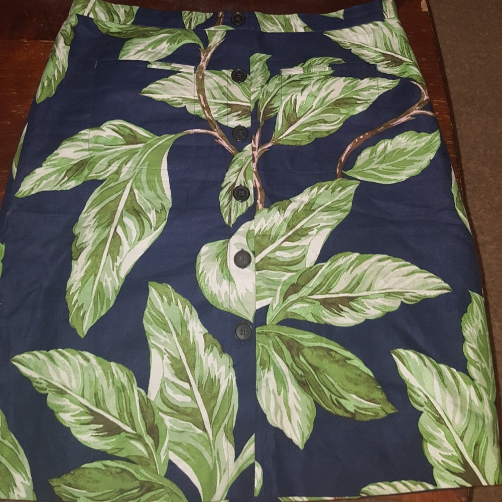 Ann Taylor Factory Patterned Linen A Line Skirt